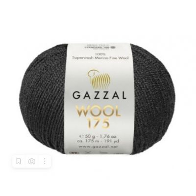 Wool 175 (100% Тонкая шерсть мериноса супервош) (50гр. 175м.)*5 мотков ЦВЕТ 304 черный